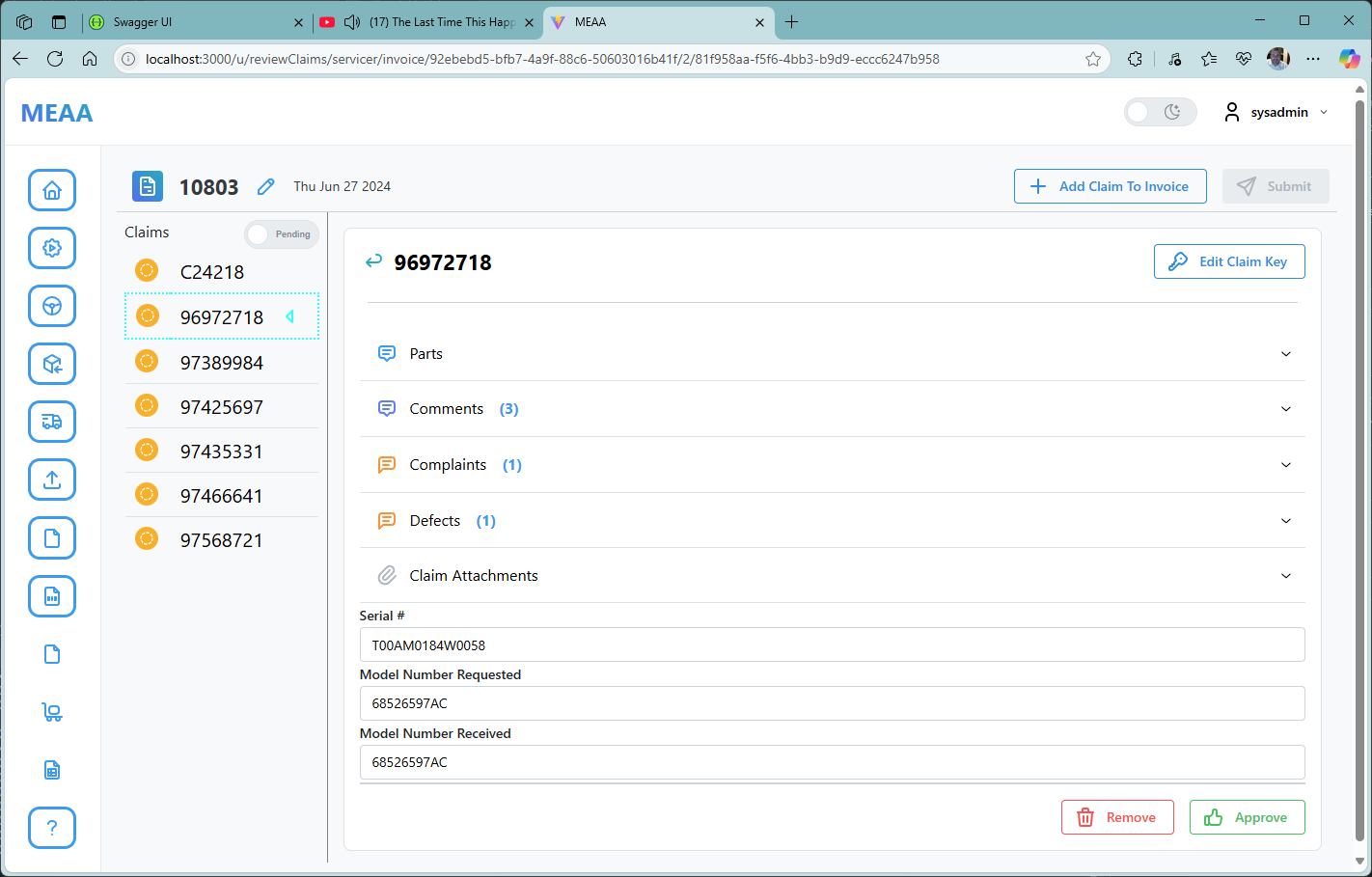 Warranty Claim System - View 1